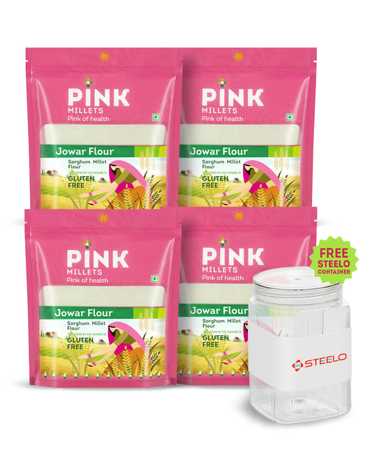 Jowar Flour - Combo Pack of 4 with Free 750ML Steelo Jar