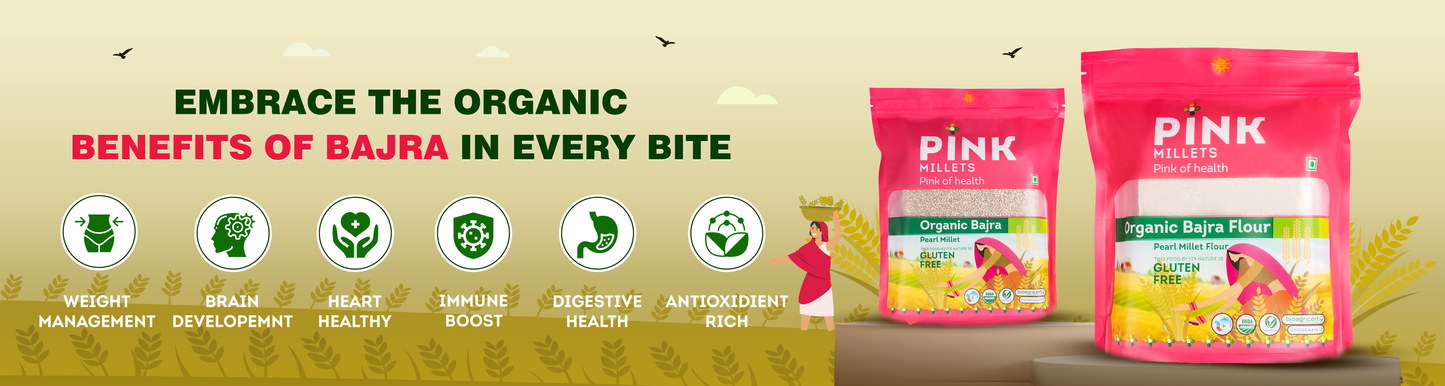 Organic Bajra Flour - Combo Pack of 4 with Free 750ML Steelo Jar