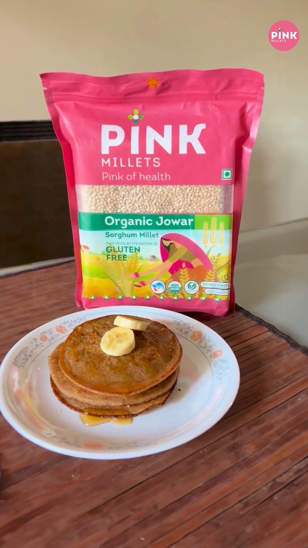 🌾Organic Jowar Pancakes with Pink Millets – A Wholesome Twist to Breakfast!